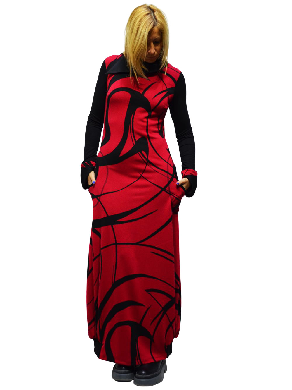Rouge carmin long twist dress